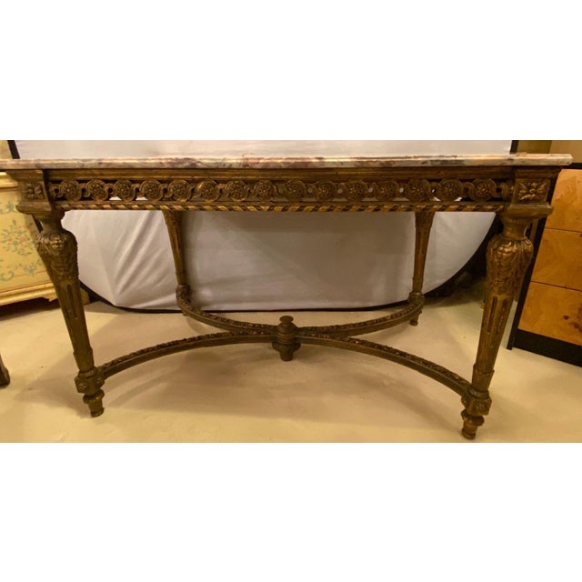 Maison Jansen, Louis XVI Center Table, Marble, Giltwood, France, 20th C. For Sale - Image 12 of 18