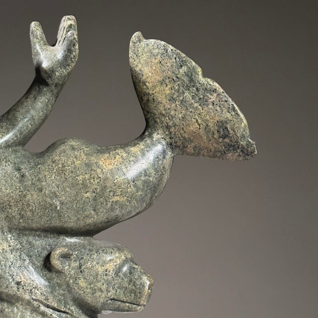 Vintage Hand Carved Inuit Folk Art Soapstone Sculpture of Sedna, Stamped For Sale - Image 10 of 10