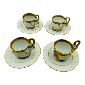 Mid 20th Century by Sadek Swan Gilded Footed Cups & Saucers - Service for 4