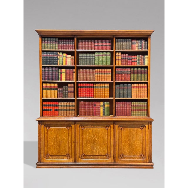 French Tall Oak Open Bookcase, 1850s For Sale - Image 10 of 12