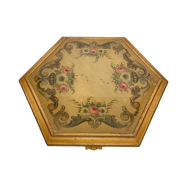 Vintage Italian Florentine Hexagon Coffee Table Hand Painted Gold Gilt Hollywood Regency For Sale - Image 14 of 14