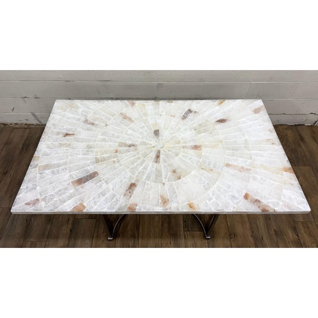 Vintage Hooker Furniture Co Selenite Mosaic Sunburst Dining Table Writing Desk For Sale - Image 12 of 12