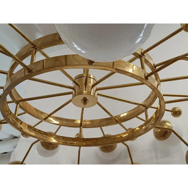Murano Art Glass and Brass Midcentury Chandelier For Sale - Image 6 of 11