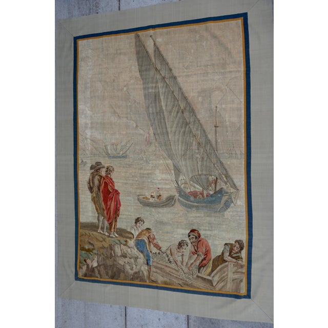 French Antique European Maritime Tapestry Wall Hanging, 18th–19th Century For Sale - Image 3 of 9