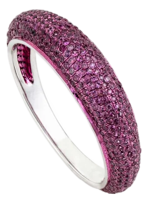 Chunky 1.68Ct Pink Sapphire Pave Dome Ring Size 4 in 14k Gold Modern Jewelry