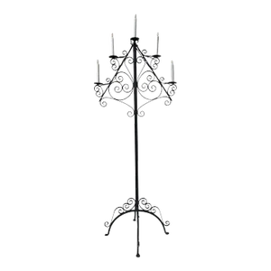 1920s French Victorian Iron Candelabra Converted Floor Lamp