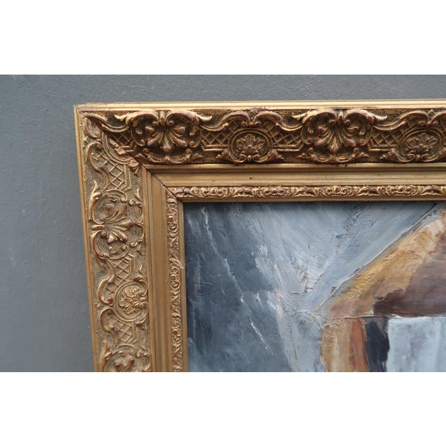 Orange 1940s Large French Oil Painting – Floral Still Life With Tulips – Ornate Giltwood Frame – French Art For Sale - Image 8 of 12