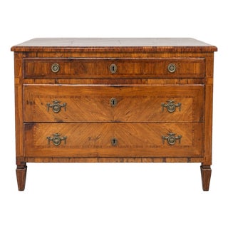 18th-Century Italian Neoclassical Tulipwood Marquetry Commode For Sale