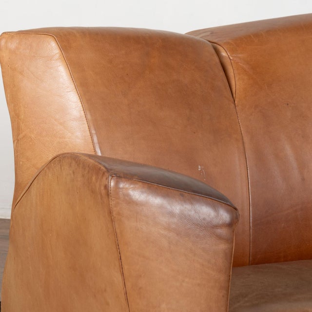 Mid Century Modern Pair of Large Cognac Leather Club Chairs For Sale - Image 6 of 17