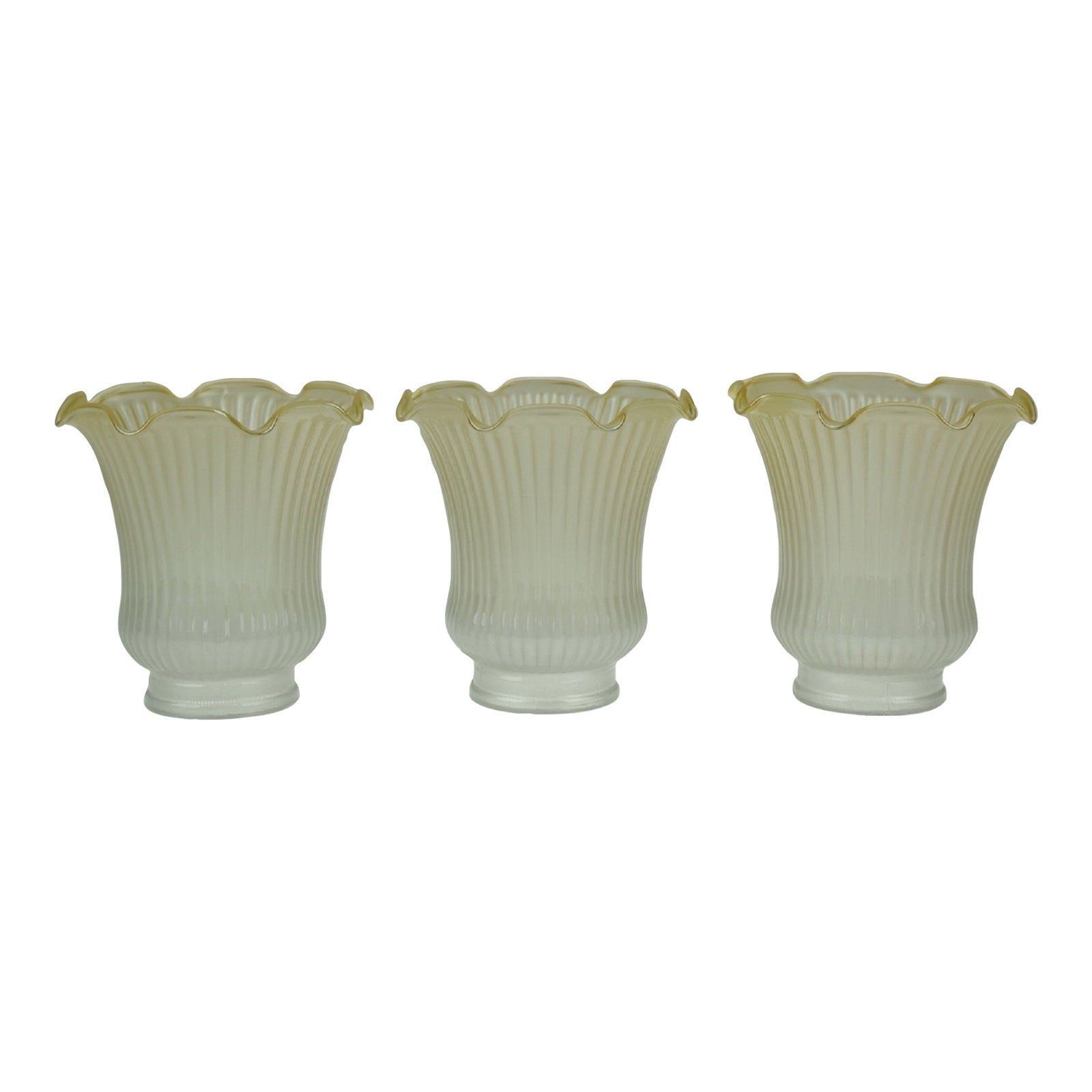 Vintage Peach Tint Ribbed Fixture Shades - Set of 3 | Chairish