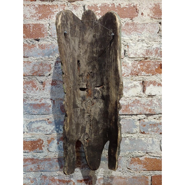 Antique Wood Carved Painted Mexican Mask For Sale - Image 9 of 10