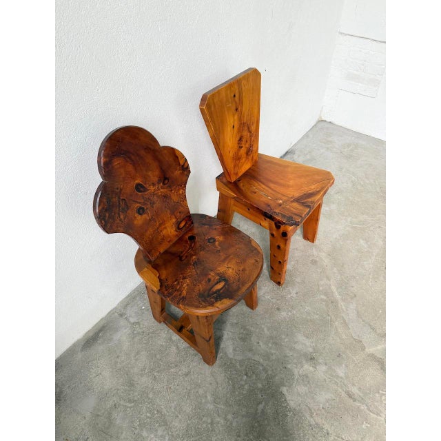 Brown Brutalist Savoyard Pine Chairs, 1950s, Set of 2 For Sale - Image 8 of 18