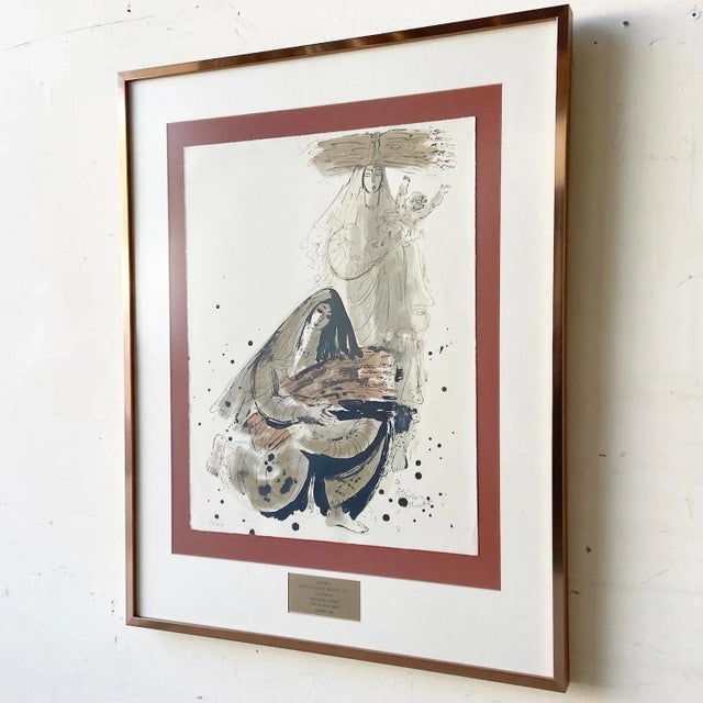 Abstract Framed Signed Lithograph “Two Women and a Child” by Reuven Rubin For Sale - Image 3 of 11