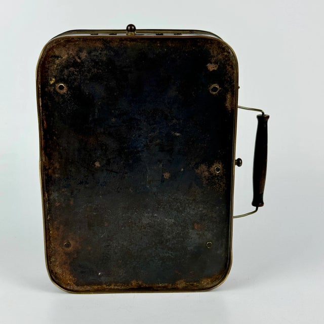 Late 19th Century Antique French Metal Portable Chaufferette Coal Box With Wooden Handle to Warm Hands While Tatting C1800's For Sale - Image 5 of 11