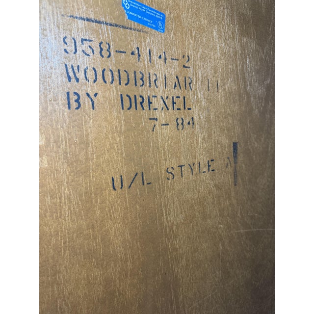 Wood Vintage Drexel Heritage Woodbriar II Collection Illuminated Three-Door For Sale - Image 7 of 7