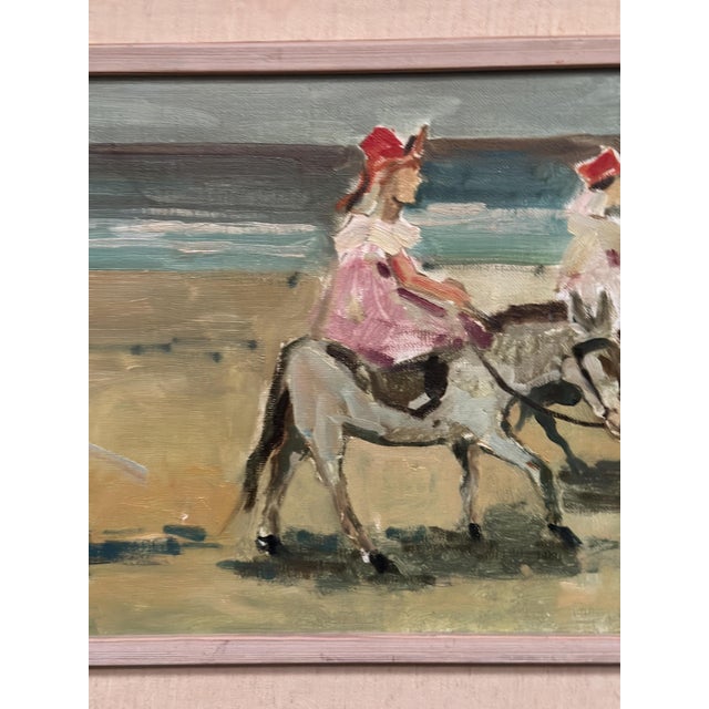 Tage Gavik, Children on Donkeys at the Beach, 1960s, Oil Painting on Canvas, Framed For Sale - Image 11 of 18