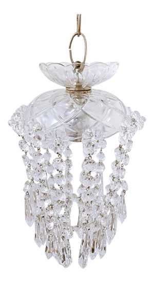 1950s Parachute Chandelier With Hand Cut Glass Dish