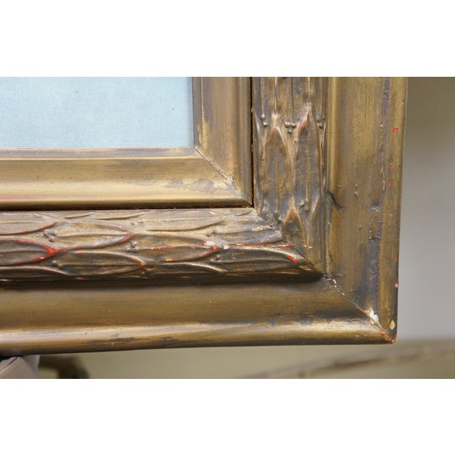 Mid Century Rowboat Sailboat Tree Lined River Lake Seascape Print For Sale - Image 4 of 10