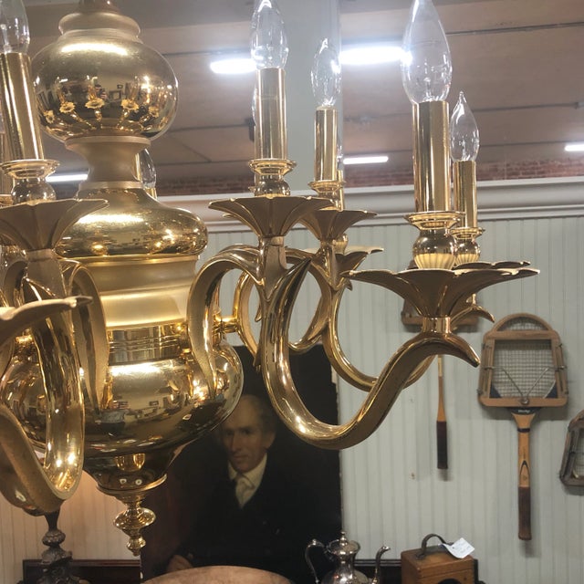 Vintage Designer Contemporary Brass Chandelier 16 Lite For Sale - Image 6 of 8