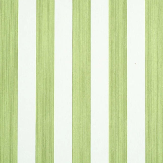 Sample - Schumacher Edwin Stripe Medium Wallpaper in Leaf For Sale