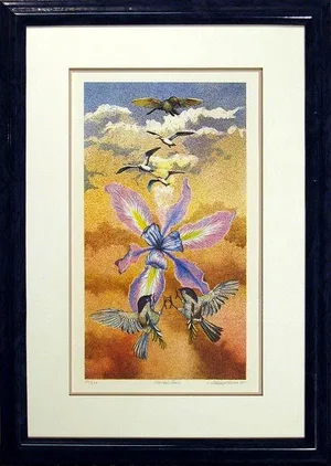 1980s William Marlow Uncertain Peace Original Lithograph, Framed
