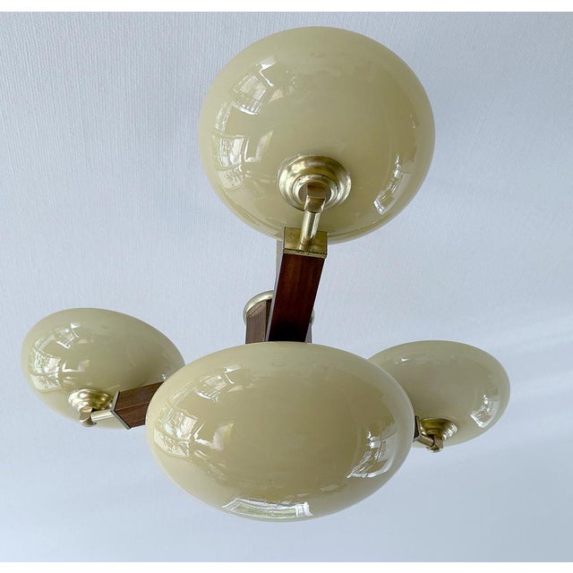 1930s Art Deco Pendant Light in Wood & Glass, 1930s For Sale - Image 5 of 16