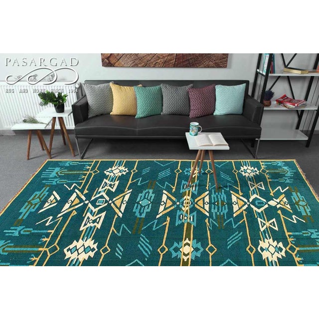 Pasargad Caucasian Tribal Style Flat Weave Kilim Rug For Sale - Image 4 of 4