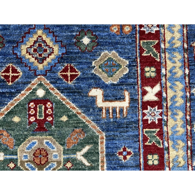 Blue Kazak Style Tribal Runner Rug - 2'9" X 10'3" For Sale - Image 9 of 11