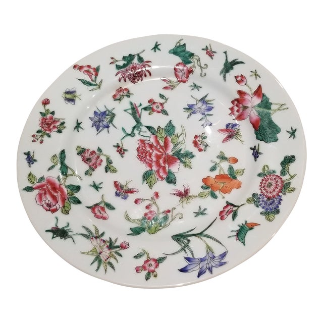 19th Century Antique Qianlong Hand Painted Porcelain Plate For Sale