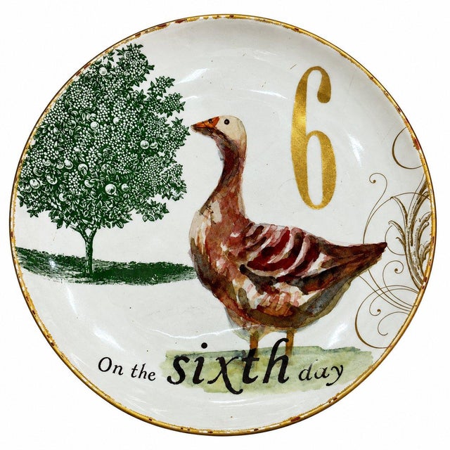 Ceramic Late 20th Century Williams Sonoma 12 Days of Christmas Porcelain Plates Dinnerware Set 12 For Sale - Image 7 of 16