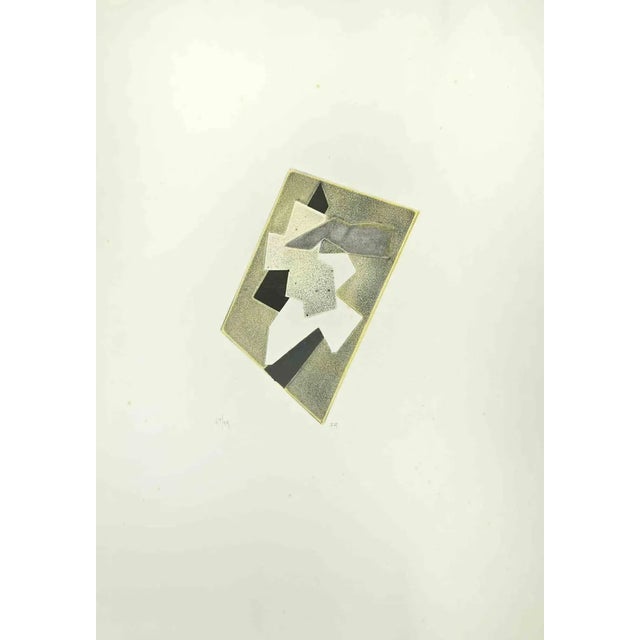 Abstract composition is an etching and embossing realized by Hans Richter. Monogrammed in the lower part. 50 x 35 cm. No...