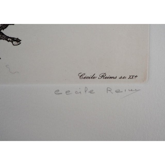 Cecile reims the war between the past and the present original etching signed in pencil and signed in the plate numbered...
