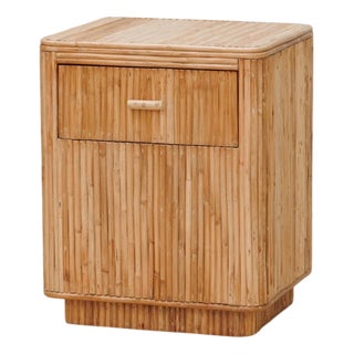 Pencil Reed Rattan Bedside Tables by Henri Paris, Set of 2 For Sale