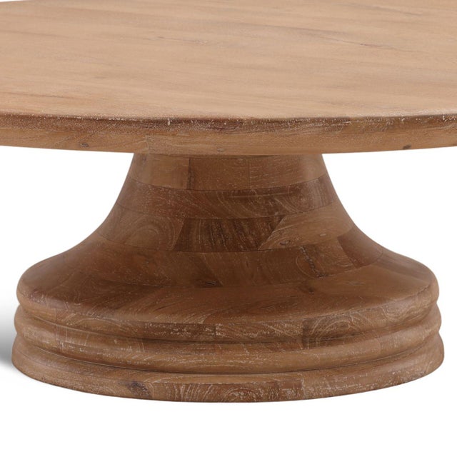 Contemporary Sonoma Round Pedestal Modern Transitional Coffee Table For Sale - Image 3 of 4