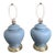 Vintage Powder Blue Ginger Jar Table Lamps, Pair of 2 With Brass-Tone Bases For Sale