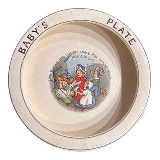 Antique Roseville Pottery “Little Bo Peep” Baby’s Plate, C. 1895–1910 For Sale