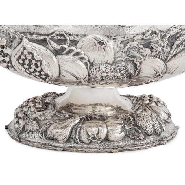 Metal Italian Sterling Repousse Footed Centerpiece For Sale - Image 7 of 10