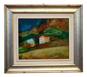 Piero Leo, Landscape, 1971, Oil Painting on Hardboard, Framed