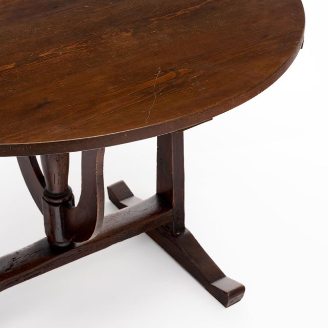 Wood French Fir Vendange Table With Sculptural Lyra Folding Base For Sale - Image 7 of 9