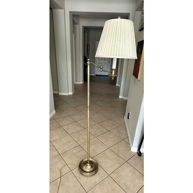 Traditional Vintage Ralph Lauren 'Sargent' Brass Swing Arm Floor Lamp For Sale - Image 3 of 15