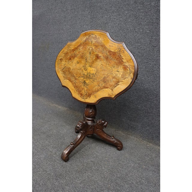 Victorian Black Forest Style Marquetry Walnut & Satinwood Occasional Table For Sale - Image 4 of 15
