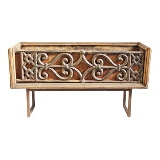 Vintage Cast Iron & Wood Balustrade Box For Sale
