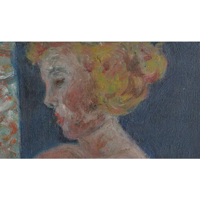 1960s Expressionist Figurative Nude Woman with Red Chair Oil Painting by Honora Berg For Sale - Image 9 of 12