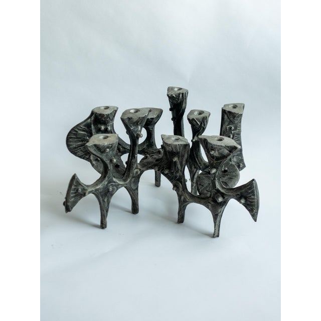 A wonderful set of modernist candle holders by Don Drumm of Akron, Ohio. Brutalist in style, these cast-aluminum...