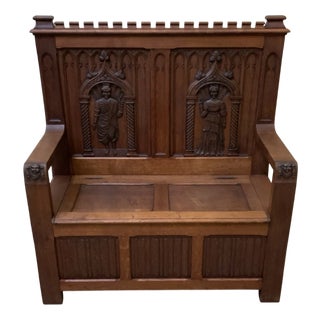 Antique Neo-Gothic Chests Bench, 1880 For Sale