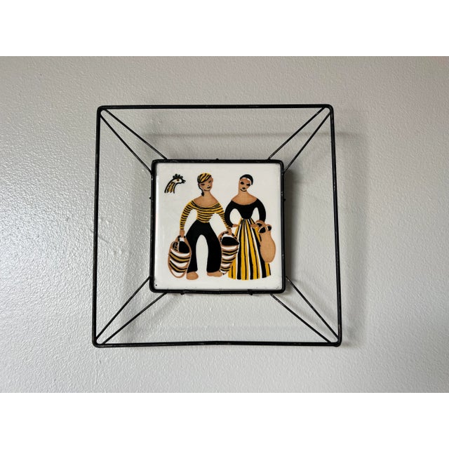 1970s Mid-Century " Bror Bonfils " Hand Painted Ceramic Wall Art - a Pair For Sale - Image 4 of 10