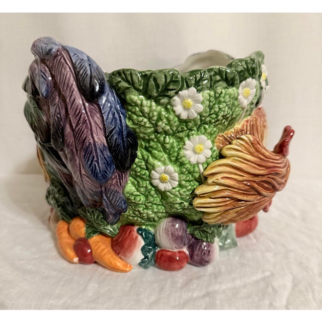 Green Vintage Fitz and Floyd Classics Coq Du Village Rooster Cachepot Planter For Sale - Image 8 of 9