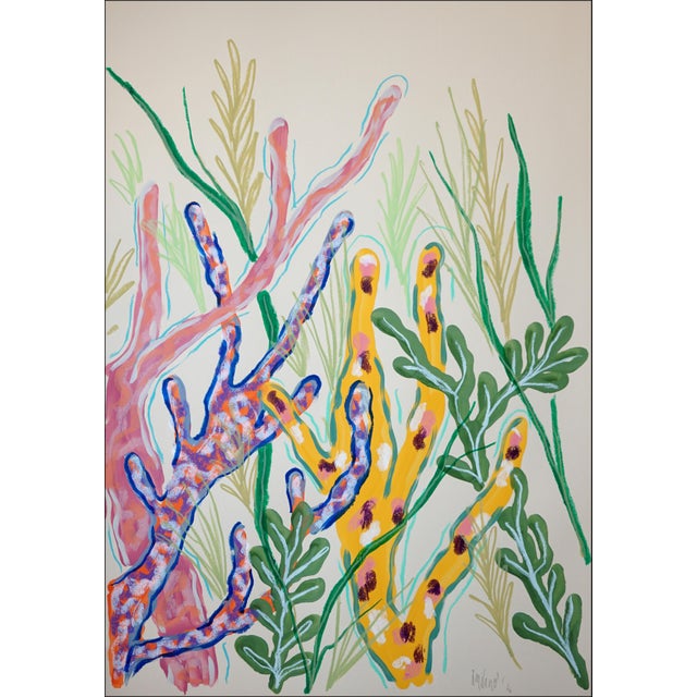 2020s 2026, Tropical Corals, Illustration Style Painting Triptych, Modern Seascape, Acrylic Paint on Watercolor Paper by Romina Milano For Sale - Image 5 of 11