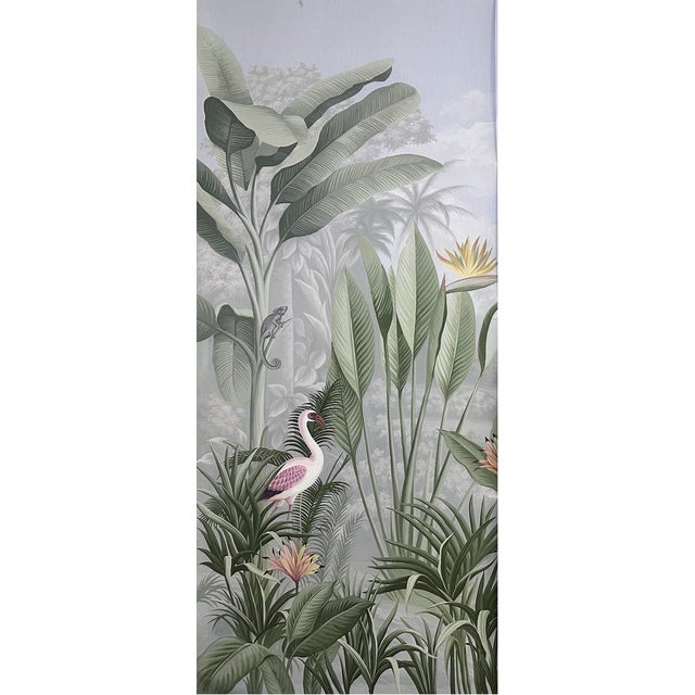 1: Commodity: Hand-Painted Sage Green Tropical Rainforest Wallpaper 2: Handicrafts: 100% handmade and hand-painted. 3:...