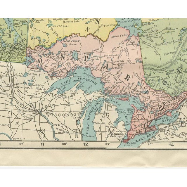Antique Map of British America with Hudson Bay by Ran McNally, 1899 For Sale - Image 6 of 12